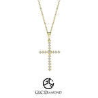 14K Gold 0.07 Ct Diamond Cross Necklace, Christian Cross Pendant, Dainty Cross Jewelry