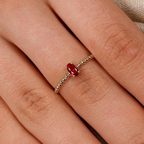 14K Solid Gold Oval Cut Ruby Ring