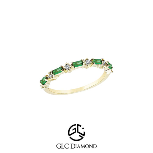 Art Deco Baguette Cut Emerald Wedding Band