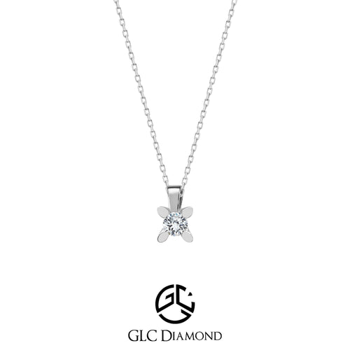 0,18 Carat Classic Diamond Pendant Solitaire Necklace