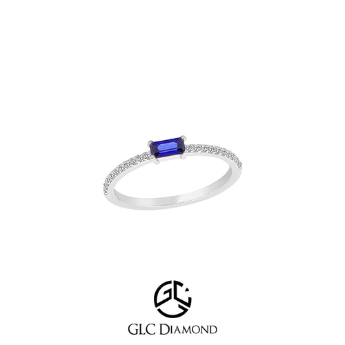 14K Gold Diamond Baguette Sapphire Ring