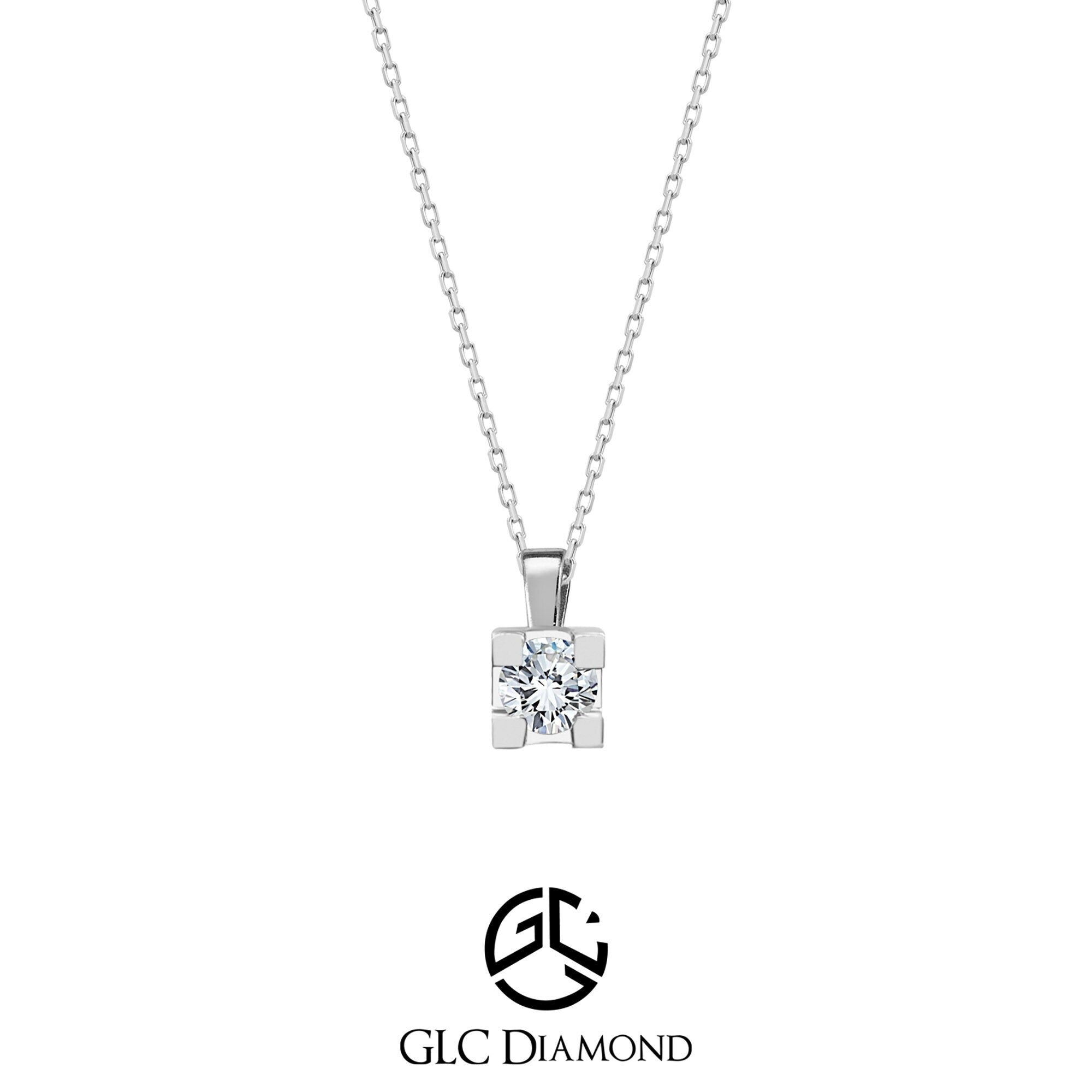 Solitaire Pendant Necklace Gift, 0,18 Carat Classic Diamond Pendant Necklace