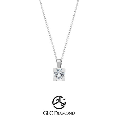 Solitaire Pendant Necklace Gift, 0,18 Carat Classic Diamond Pendant Necklace