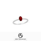 14K Solid Gold Oval Diamond Ruby Solitaire Ring