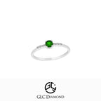 14K Gold Round Cut Diamond Emerald Ring