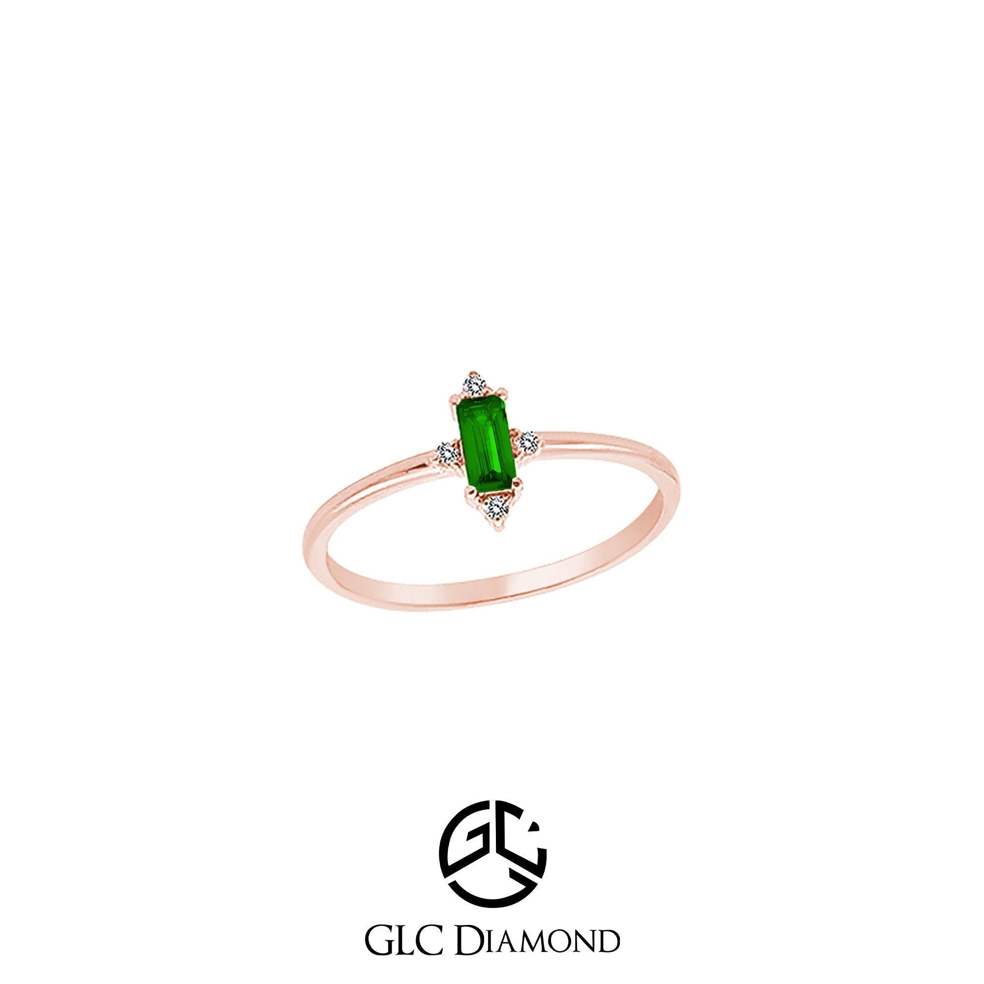 Baguette Cut Diamond Emerald Engagement Ring