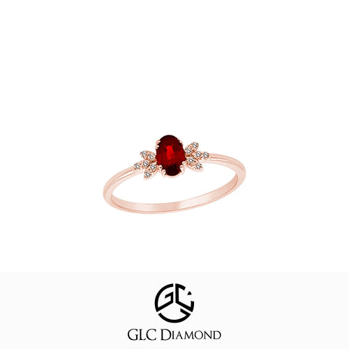 14K Solid Gold Oval Cut Ruby Ring