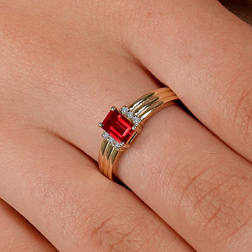 14K Solid Gold Diamond Ruby Statement Ring