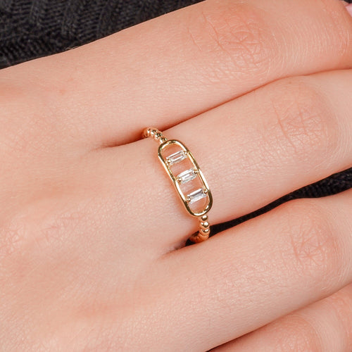 14k Solid Gold Baguette Diamond Ring