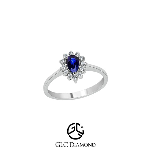 Sapphire Ring, Pear Cut Engagement Ring