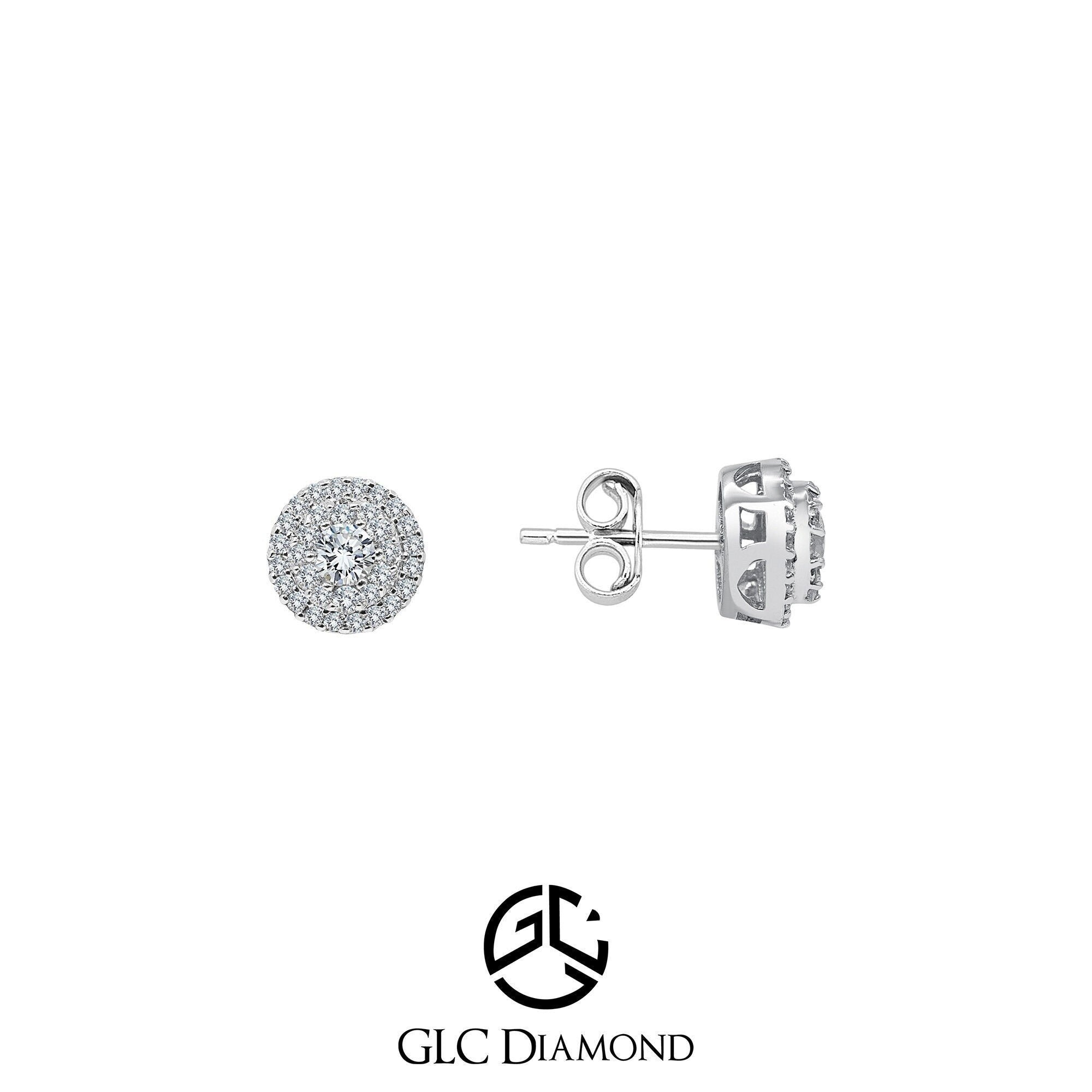 0.75 Diamond Halo Stud Earrings