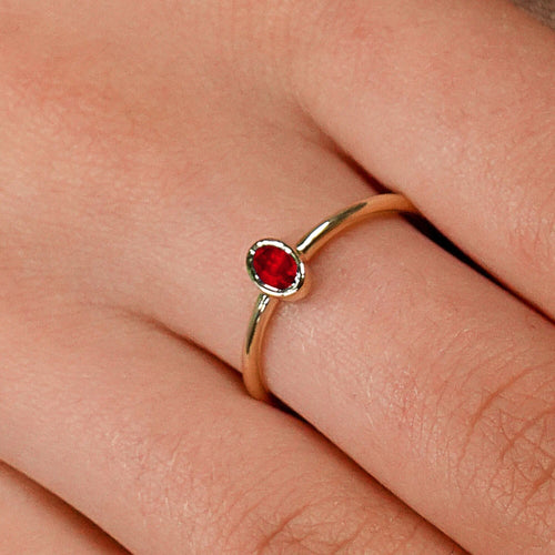 14K Solid Gold Oval Cut Wedding Ruby Ring