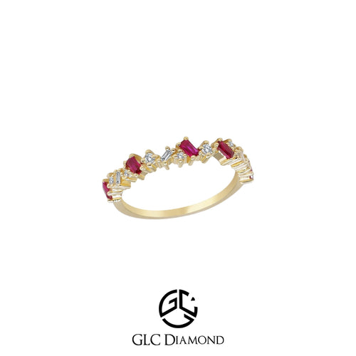 14K Gold Diamond Ruby Ring,