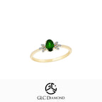 14K Solid Gold Oval Cut Emerald Ring