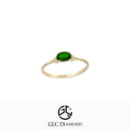 14K Solid Gold Oval Emerald Solitaire Ring