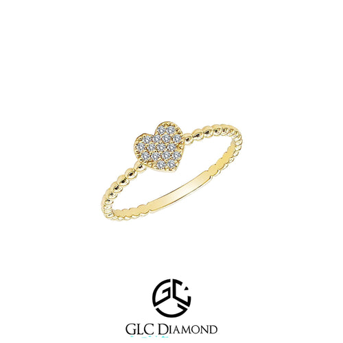 Dainty Pave Heart Shape Diamond Ring