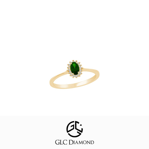 14k Solid White Gold Luxury Emerald Ring