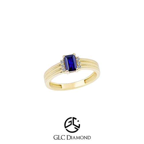 14K Solid Gold Diamond Sapphire Statement Ring