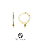 14K Solid Gold Diamond Arrow Hoops