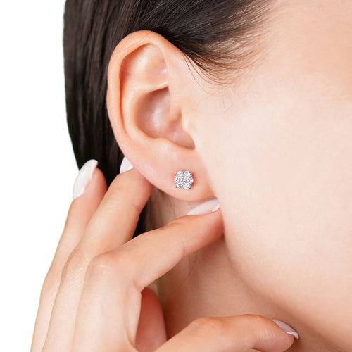 14K White Gold Minimalist Earrings