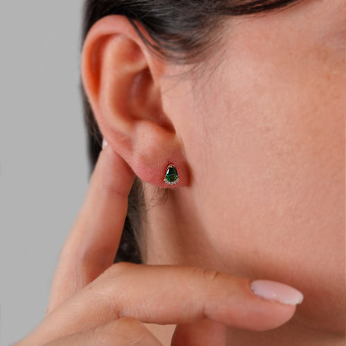 Diamond Emerald Stud Earrings