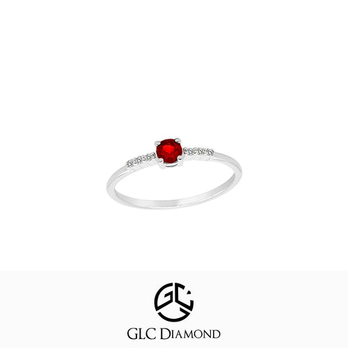 14K Gold Round Cut Diamond Ruby Ring