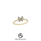 14K Solid Gold Diamond Butterfly Ring