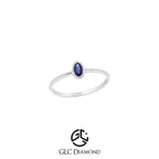 14K Solid Gold Oval Cut Solitaire Sapphire Ring