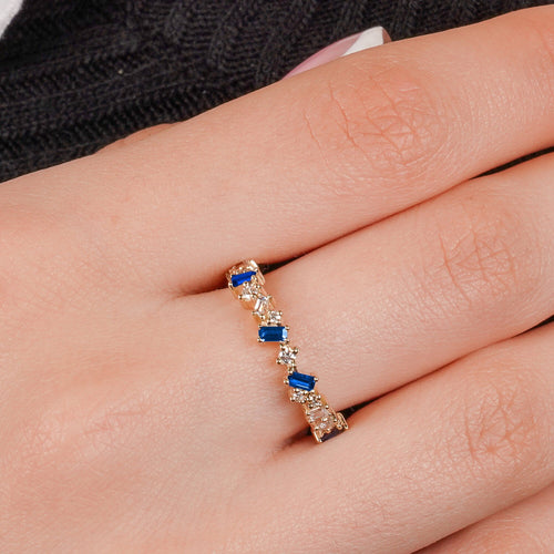 14K Gold Diamond Sapphire Ring