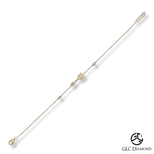 14K Solid Gold Diamond Arrow Bracelet