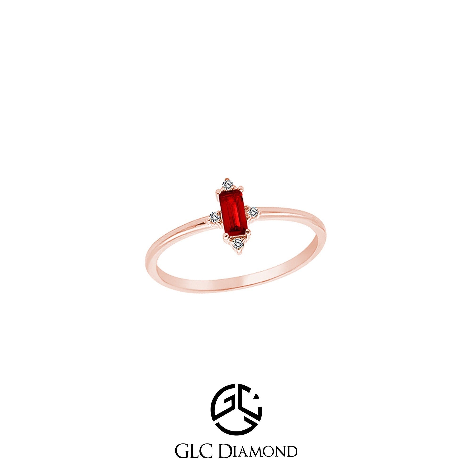 Baguette Cut Diamond Ruby Engagement Ring