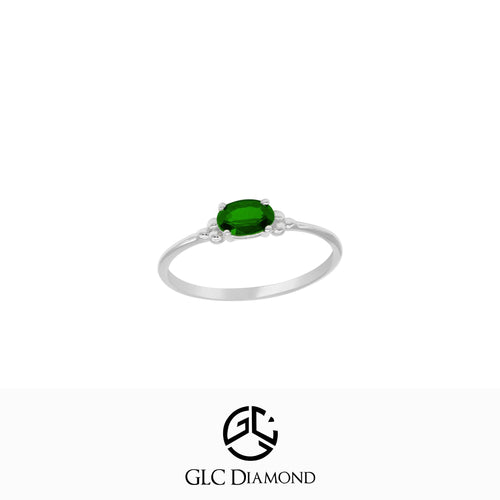 14K Solid Gold Oval Emerald Solitaire Ring