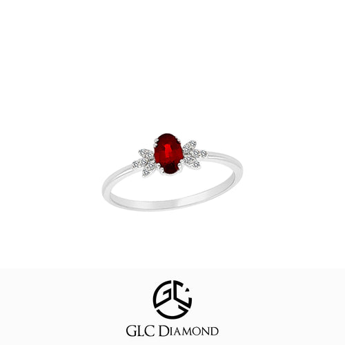 14K Solid Gold Oval Cut Ruby Ring