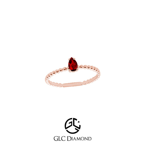 14K Solid Gold Pear Cut Natural Diamond Ruby Ring