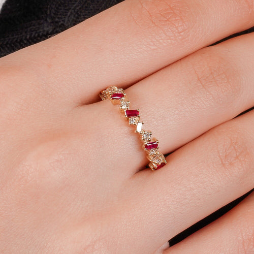 14K Gold Diamond Ruby Ring,