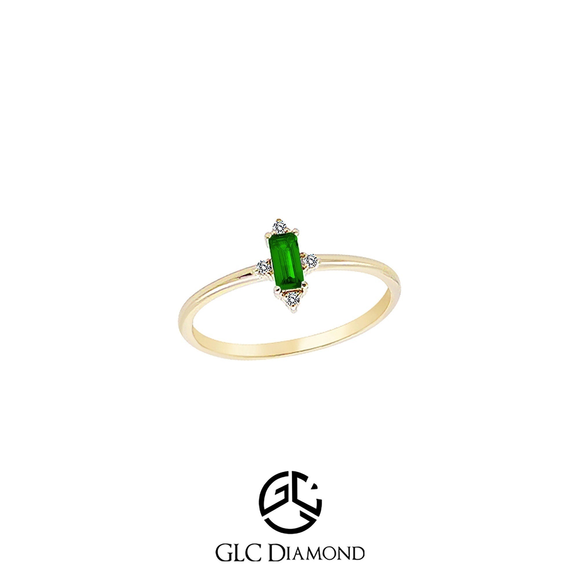 Baguette Cut Diamond Emerald Engagement Ring