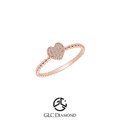 Dainty Pave Heart Shape Diamond Ring