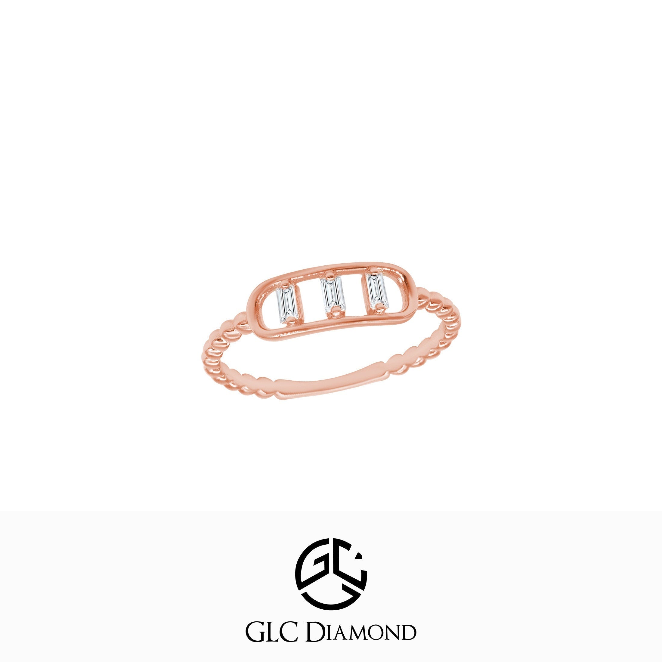 14k Solid Gold Baguette Diamond Ring