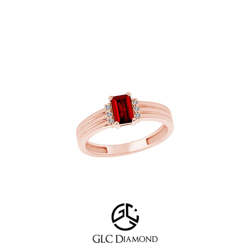 14K Solid Gold Diamond Ruby Statement Ring