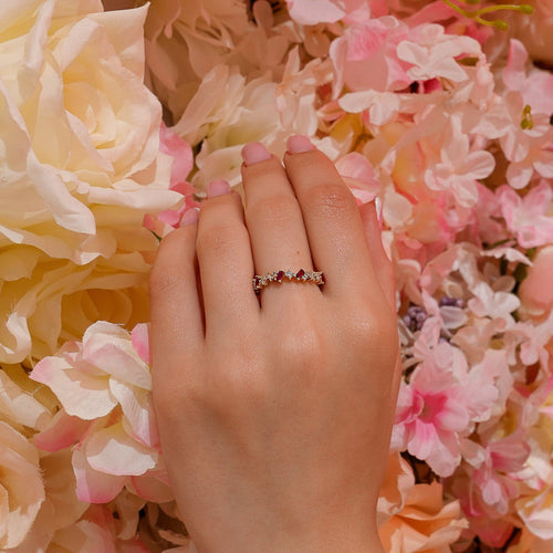 14K Gold Diamond Ruby Ring,