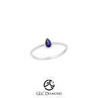 14K Solid Gold Pear Cut Solitaire Sapphire Ring