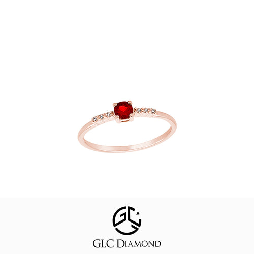 14K Gold Round Cut Diamond Ruby Ring