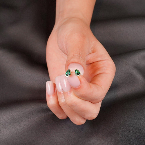 Diamond Emerald Stud Earrings