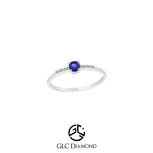 14K Gold Round Cut Diamond Sapphire Ring