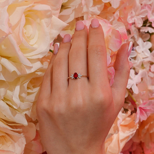 14K Solid Gold Oval Cut Ruby Ring