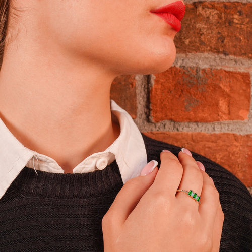 14K Gold Baguette Emerald Ring