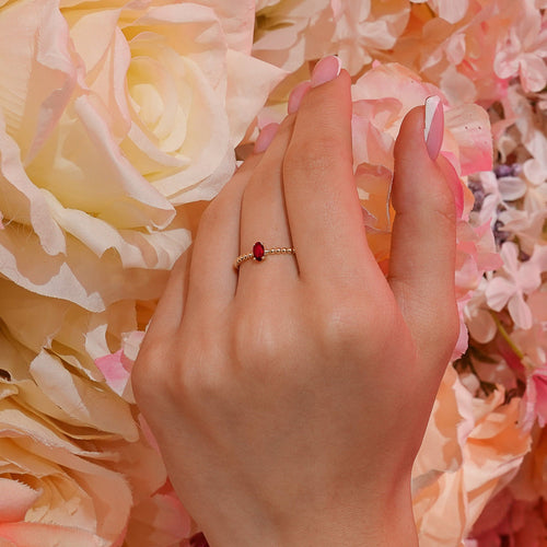 14K Solid Gold Oval Cut Ruby Ring