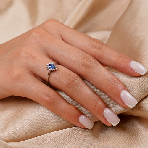 Sapphire Ring, Pear Cut Engagement Ring