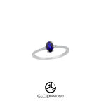 14K Solid Gold Diamond Sapphire Oval Solitaire Ring