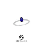 14K Solid Gold Oval Diamond Sapphire Solitaire Ring